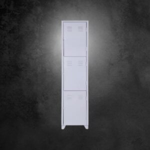 Virtuaxo_Roupeiro De Aço C 3 Portas Médias C Pitão P Cadeados Cor Cinza